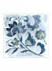 Indigo Ornament VI Wall Poster White/Blue/Green 65x65x3.5centimeter