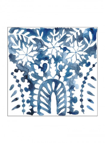 Indigo Ornament VIII Wall Poster White/Blue 65x65x3.5centimeter