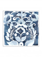 Indigo Ornament II Wall Poster White/Blue 65x65x3.5centimeter