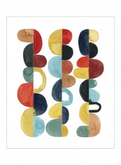 Midcentury Sunrise I Wall Poster Red/Yellow/Blue 80x85x3.5centimeter