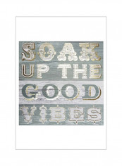 Bathtime Sign II Wall Poster Grey/Gold/White 75x75x3.5centimeter
