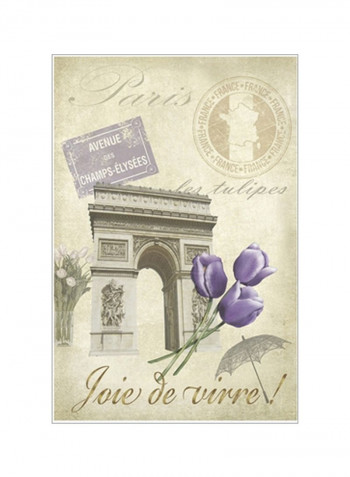 Paris Tour II Poster Beige/Purple/Brown 75x80x3.5centimeter