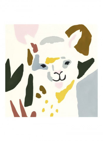Llama Modern I Poster Grey/Green/Pink 80x80x3.5centimeter