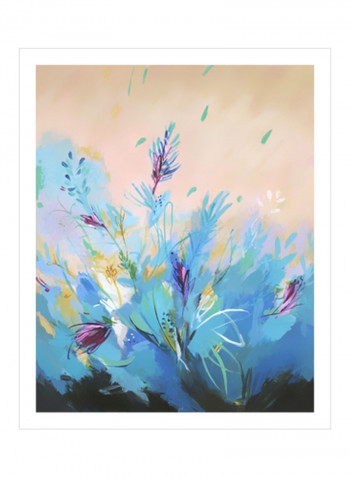 Mixed Floral II Wall Poster Blue/Yellow/Black 80x85x3.5centimeter