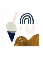 Double Scoop III Wall Poster Beige/Blue/Grey 80x80x3.5centimeter