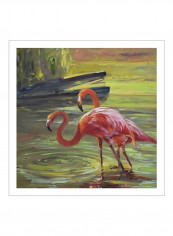 Flamingo III Wall Poster Pink/Orange/Green 80x80x3.5centimeter