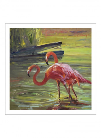 Flamingo III Wall Poster Pink/Orange/Green 80x80x3.5centimeter
