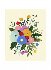 Primary Blooms I Wall Poster Blue/Yellow/Red 80x85x3.5centimeter
