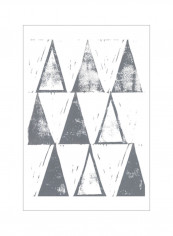 Triangle Block Print I Wall Poster White/Grey 75x80x3.5centimeter