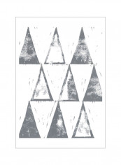 Triangle Block Print II Wall Poster White/Grey 75x80x3.5centimeter