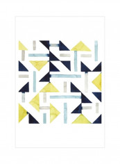 Bemused I Wall Poster White/Blue/Yellow 75x75x3.5centimeter