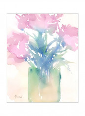 Pretty Flowers II Wall Poster Blue/Green/Pink 80x85x3.5centimeter