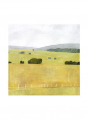 Soft Fieldscape I Poster Green/Grey 80x80x3.5centimeter