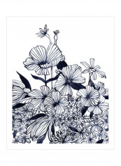 Wildflower Tangle II Wall Poster Black/White 80x85x3.5centimeter