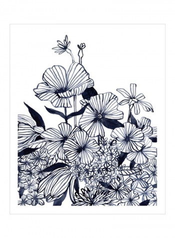 Wildflower Tangle II Wall Poster Black/White 80x85x3.5centimeter