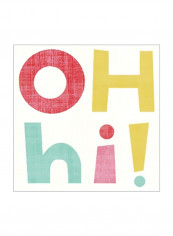 Hi You I Wall Poster White/Yellow/Red 75x75x3.5centimeter