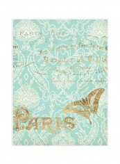 Paris In Gold III Wall Poster Blue/Gold 75x80x3.5centimeter