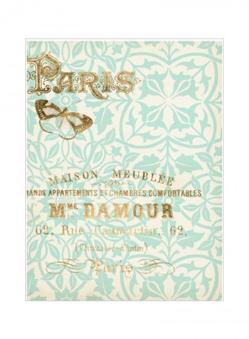 Paris In Gold IV Wall Poster Blue/Gold 75x80x3.5centimeter