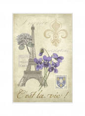 Paris Tour I Poster Beige/Purple/Brown 75x80x3.5centimeter