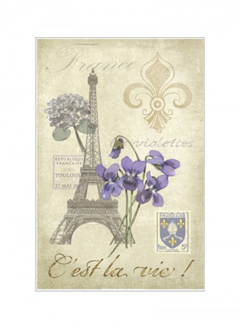 Paris Tour I Poster Beige/Purple/Brown 75x80x3.5centimeter