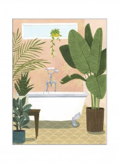 Bathtub Oasis I Poster Pink/Green/Brown 75x80x3.5centimeter