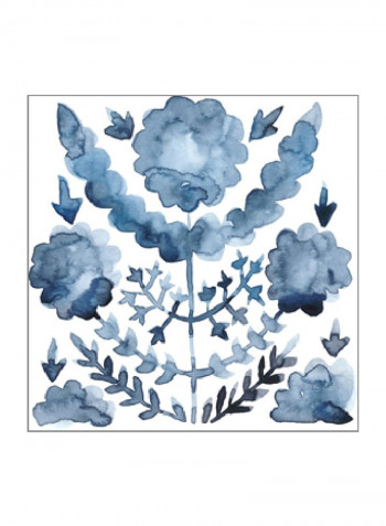 Indigo Ornament I Canvas Wall Poster White/Blue 65x65x3.5centimeter