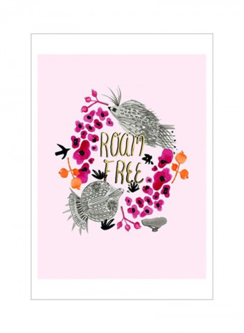 Roam Free I Poster Pink/Grey/Orange 75x80x3.5centimeter