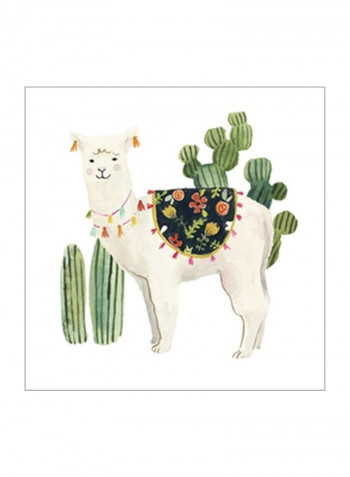 Sweet Alpaca VI Poster White/Green/Red 75x75x3.5centimeter