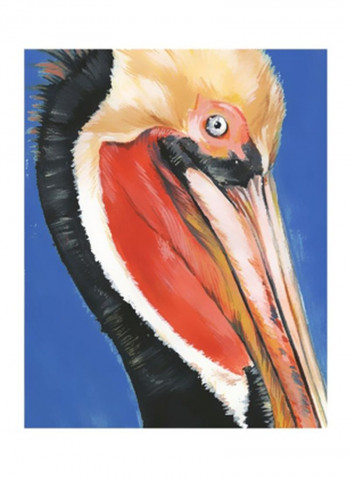 Vibrant Pelican II Wall Poster Blue/Orange/Grey 80x85x3.5centimeter