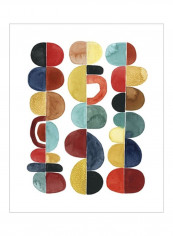 Midcentury Sunrise II Wall Poster Red/Yellow/Blue 80x85x3.5centimeter