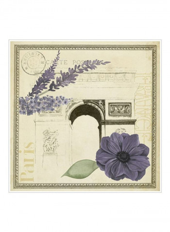 Paris Ephemera IV Poster Beige/Purple/Green 80x80x3.5centimeter