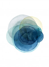 Evolving Planets I Wall Poster Blue/White/Green 80x80x3.5centimeter