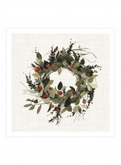 Farmhouse Wreath II Wall Poster Green/Red 80x80x3.5centimeter