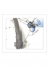 Sketched Garden IX Wall Poster Grey/Blue 75x65x3.5centimeter