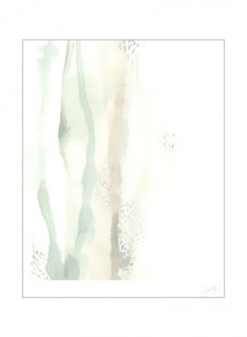 Wave Form V Wall Poster White/Green/Beige 75x75x3.5centimeter