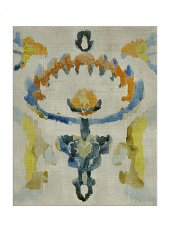 Bohemian Ikat VI Canvas Wall Art Blue/Yellow/Orange 80x85x3.5centimeter