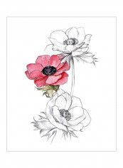 Anemone by Number II Wall Poster Grey/Pink/Green 80x3.5x85centimeter