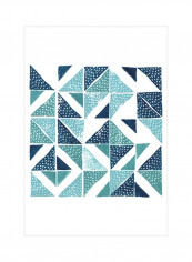 Beryl Block Print IV Wall Poster White/Blue/Green 75x75x3.5centimeter