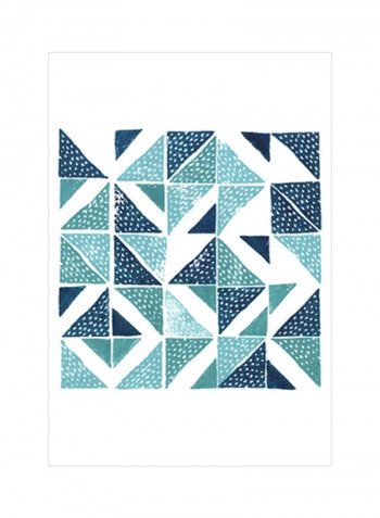 Beryl Block Print IV Wall Poster White/Blue/Green 75x75x3.5centimeter