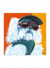 Cute Pups IV Wall Poster White/Orange/Yellow 75x75x3.5centimeter