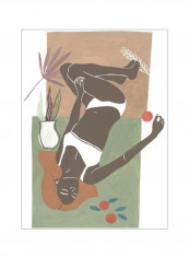 Lying Woman I Poster Brown/White/Green 80x85x3.5centimeter
