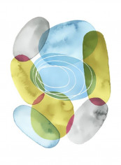 Sunlit Pebbles I Wall Poster Blue/Grey/Green 75x80x3.5centimeter