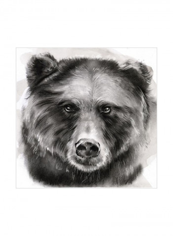 Bear Grin I Wall Poster Black/White 80x80 3.5centimeter