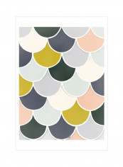 Pastel Scallops I Wall Poster Yellow/Brown/Green 75x80x3.5centimeter