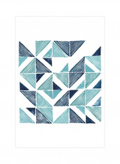 Beryl Block Print III Wall Poster White/Blue/Green 75x75x3.5centimeter