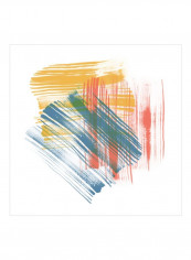 Color Swipe II Wall Poster Orange/Blue/Yellow 80x80x3.5centimeter
