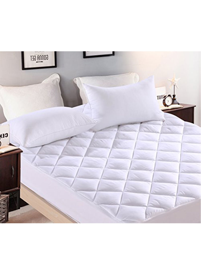 Quilted Mattress Topper Polyester White 54 x 75 x 18inch