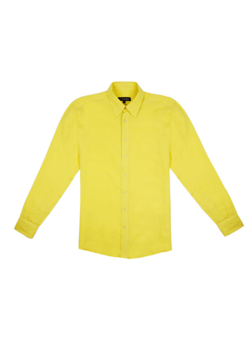 Stylish Collared Neck Shirt Yellow