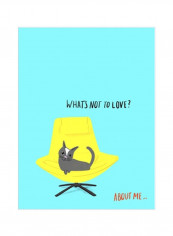 Mod Cats I Wall Poster Blue/Yellow/Grey 75x80x3.5centimeter