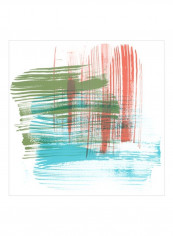 Color Swipe I Wall Poster Orange/Green/Blue 80x80x3.5centimeter